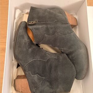 Isabel Marant Velvet Ankle Boots in Faded Black